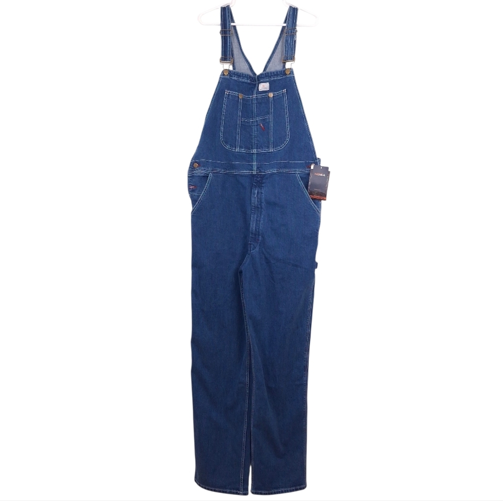Hisea 38x34 Denim Bib Overalls utility workwear carpenter farm barn shop country
